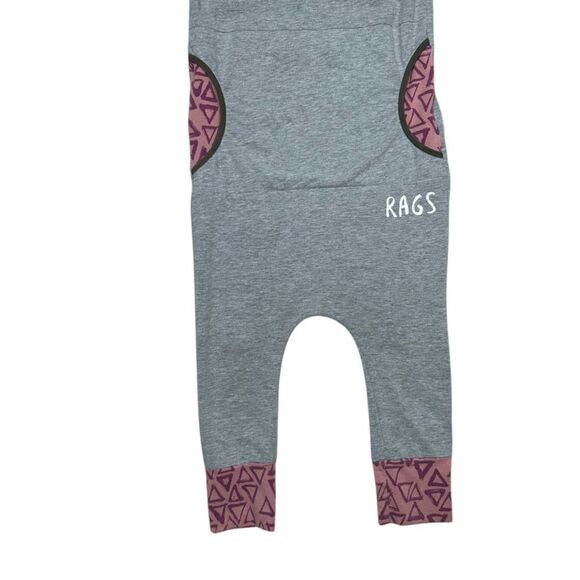 Rags to Ratches Todder Grey & Pink Triangle Pattern Romper Jumpsuit - Picture 2 of 7
